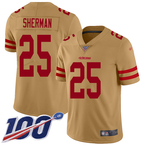 San Francisco 49ers Limited Gold Men Richard Sherman NFL Jersey #25 100th Season Vapor Untouchable